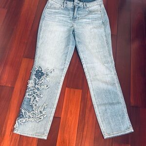 White House Black Market Light Blue Embroidered Jeans